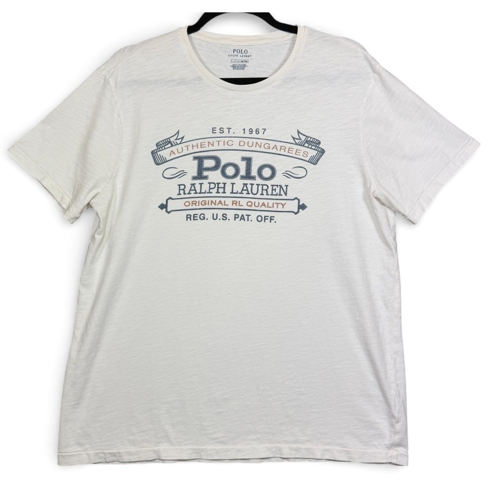 Polo Ralph Lauren Shirt Large L White Authentic Dungarees RL Quality Denim
